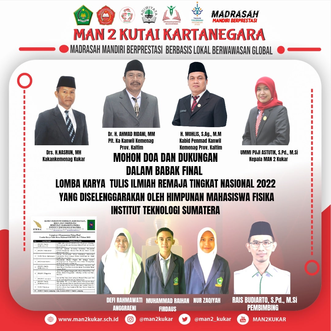 Siswa MAN 2 Kukar Lolos Ke Babak Final LKTI Tingkat Nasional Tahun 2022